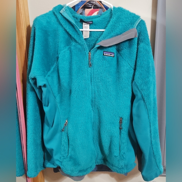 Patagonia R3 Hi-Loft Hoodie Jacket Fleece Turquoise/Teal Green-Blue Full-zip Lrg - Picture 11 of 15